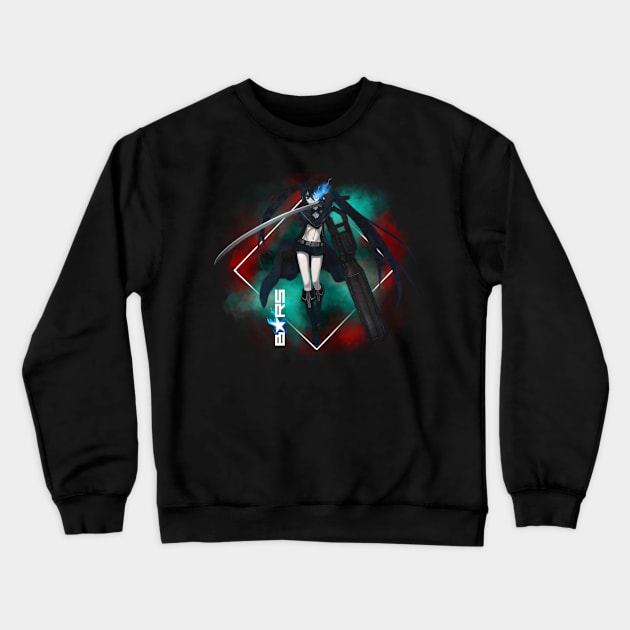 Warrior Unleashed The Black Rock Shooter Phenomenon on the Big Screen Crewneck Sweatshirt by Skateboarding Flaming Skeleton